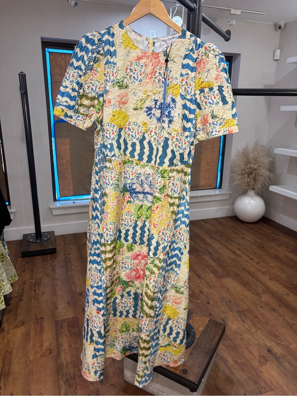 HUNTER BELL Casey Dress Morning Glory Multicolor Quilted Floral Patchwork